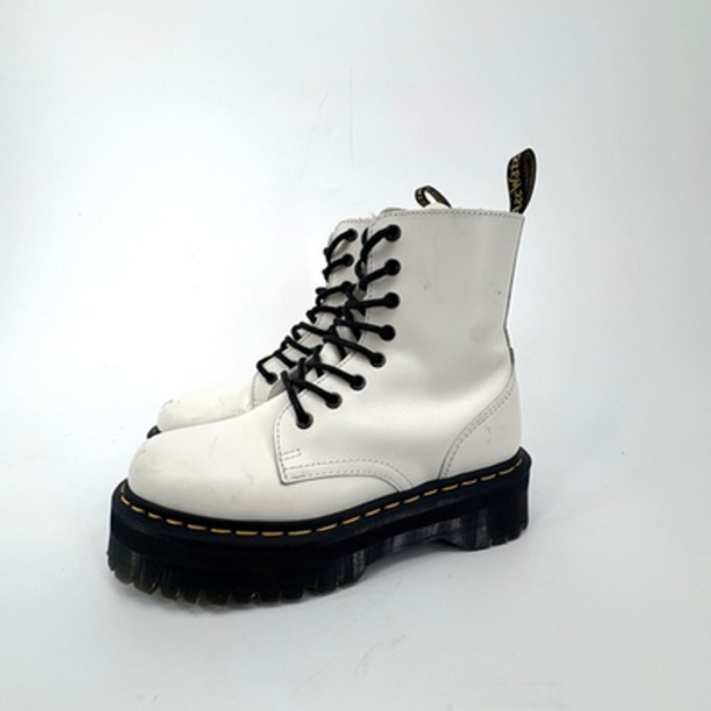 Dr. Martens Boots Women's 7 White Leather Jadon Chunky Platform Combat Boots